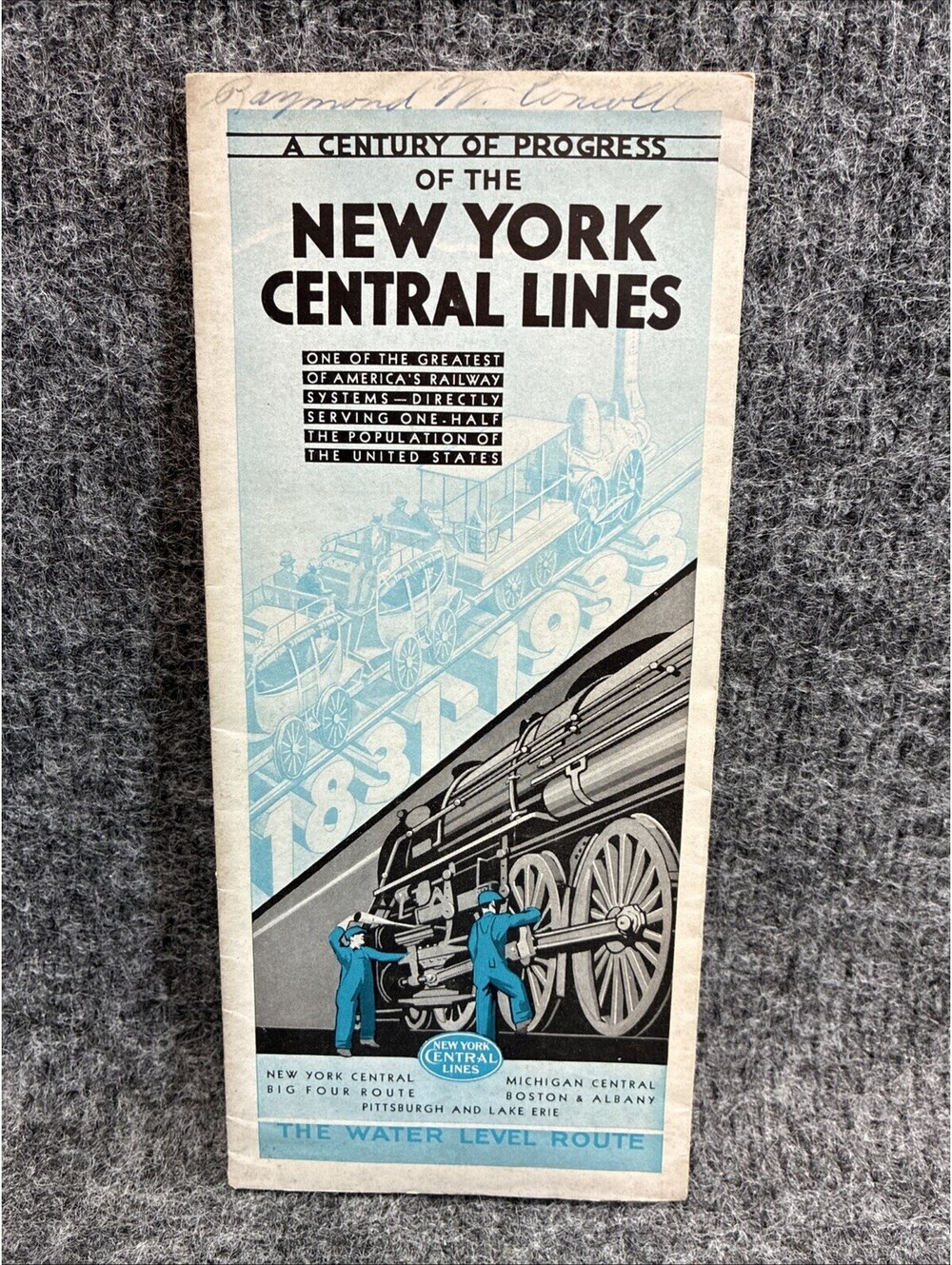 Rare 1933 New York Central Lines Century of Progress 20th Limited Map Vintage